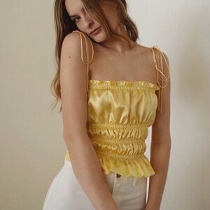 Reformation Silk Tie-Strap Top